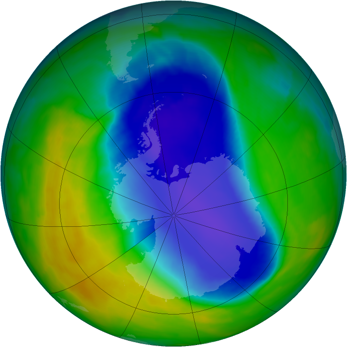Antarctic ozone map for 29 October 2008